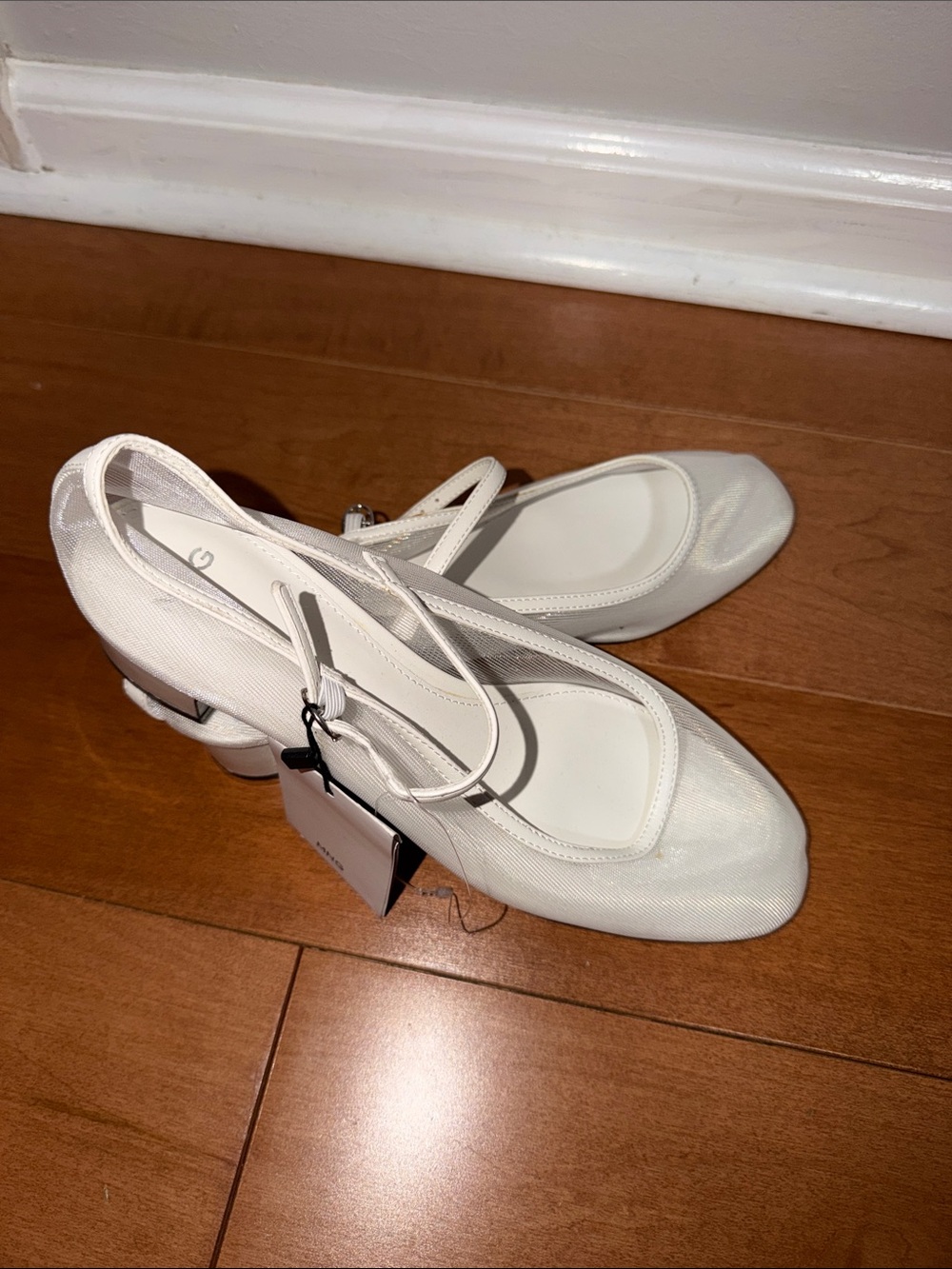Mango White Sheer Mary Jane Block Heel - Picture 2 of 4